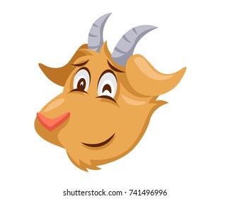 Cute Goat Face Emoticon Emoji Expression Illustration - Wink