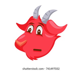 Cute Goat Face Emoticon Emoji Expression Illustration - Angry