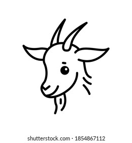 Cute Goat Face Outline Simple Vector: เวกเตอร์สต็อก (ปลอดค่าลิขสิทธิ์