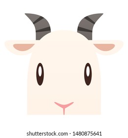 Cute goat face vector isolated illustration