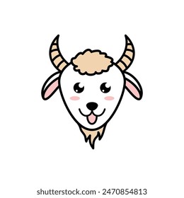 Cute goat face vector symbol, Cartoon goat, Eid Mubarak, Eid al Adha, Eid celebration