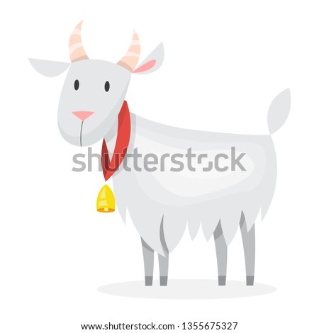 Cute goat from the farm. Domestic cattle animal with horn. Isolated vector illustration in cartoon style