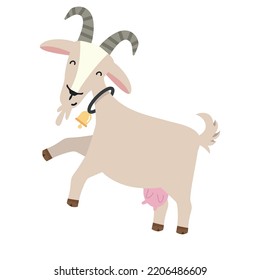 cute goat flat cartoon character