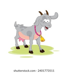 Cute Goat hanging bell in neck vector illustration