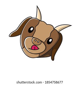 cute goat head cartoon illustration, great for goat breeders, stickers, icons and more