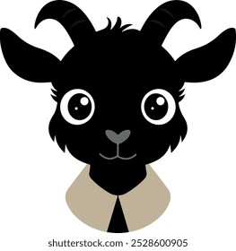 A cute goat head silhouette vector style