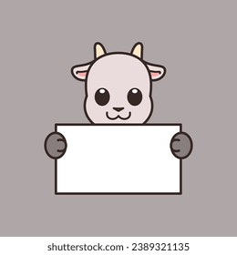 Cute Goat Holding a Blank Sign