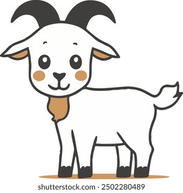 Cute goat illustration with an innocent face.