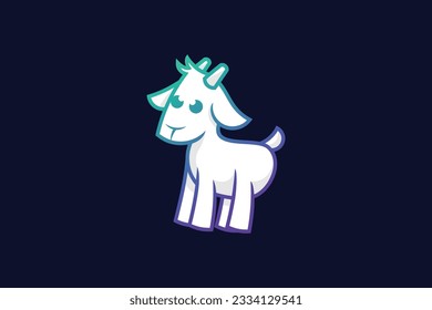 cute goat lineart vector template logo design