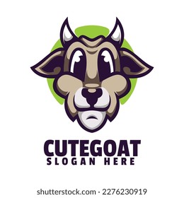 Cute Goat Mascot Logo Design Vector