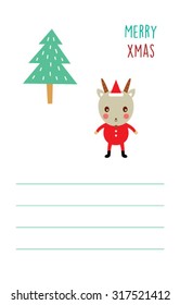 cute goat merry Christmas greeting card