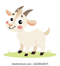 Cute Goat in Minimal Flat Style. Farm Animal Duck. Hand Drawn Vector Art.