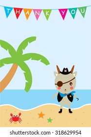cute goat pirate thank you card