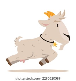 Cute goat running cartoon vector