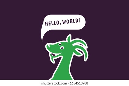 Cabra linda dice Adiós Mundo. Ilustración del vector