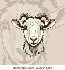 Cute Goat and Sheep Cartoon Mascot Character Illustration Isolated on white