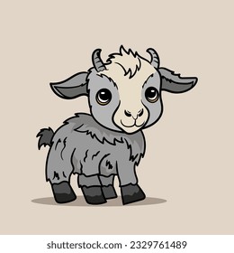 Cute Goat and Sheep Cartoon Mascot Character Illustration Isolated on white