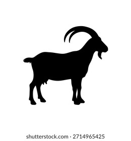 Ilustración vectorial linda del icono de la silueta de la cabra en el fondo blanco