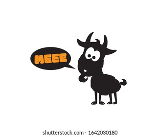 Cute Goat silhouette saying me, illustration. Cartoon character. Kids wall decals, childish poster design, wall art, artwork