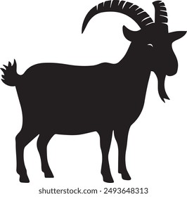 Cute goat silhouette vector art illustration, Goat animals, silhouette of a goat.