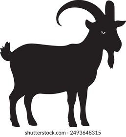 Cute goat silhouette vector art illustration, Goat animals, silhouette of a goat.