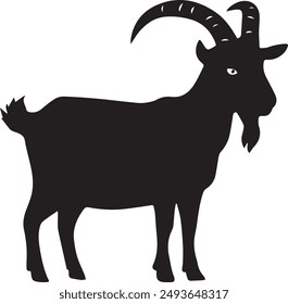 Cute goat silhouette vector art illustration, Goat animals, silhouette of a goat.