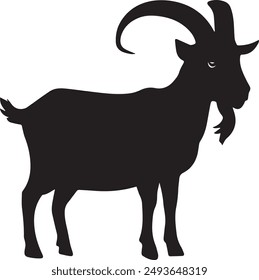 Cute goat silhouette vector art illustration, Goat animals, silhouette of a goat.