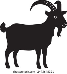 Cute goat silhouette vector art illustration, Goat animals, silhouette of a goat.