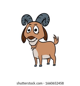 cute Goat Simple Logo icon Template Design. cartoon goat illustration vector