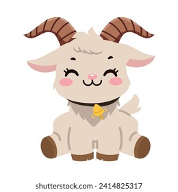 Cute goat sit cartoon animal