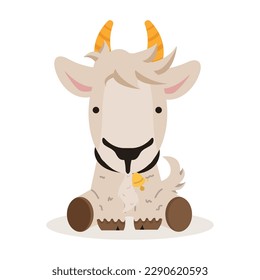 Cute goat Sit cartoon  illustration