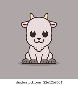 Cute Goat Sitting Down Illustration