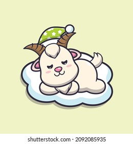 Cute goat sleep. Cute cartoon animal illustration.