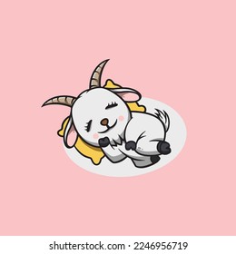 Cute Goat Sleeping cartoon illustration