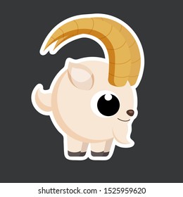 cute goat sticker template in flat vector style 