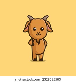 Cute ziege hält einfache Cartoon-Vektorgrafik-Symbol für Tiernatur auf