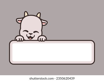 Cute Goat Vector Banner Label