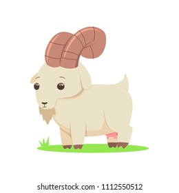 Cute goat vector cartoon flat character isolated on white background.