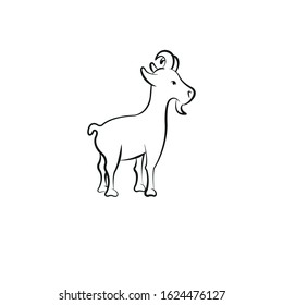 Cute goat vector flat illustration