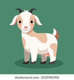 Cute Goat Vector Illustration. A cute goat in a children’s cartoon style. Perfect for kids' designs, farm-themed projects. Simple and playful, great for prints, cards, and nursery decor.