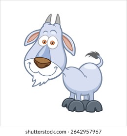 Cute Goat Vector Illustration. A cute goat in a children’s cartoon style. Perfect for kids' designs, farm-themed projects. Simple and playful, great for prints, cards, and nursery decor. 36