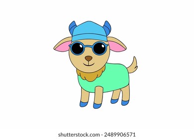 Cute Goat Vector Illustration for Digital Prints and Graphics Design