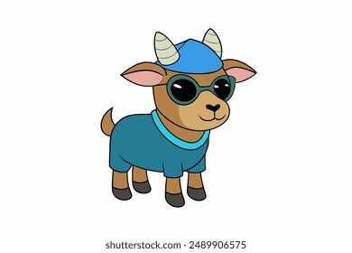 Cute Goat Vector Illustration for Digital Prints and Graphics Design