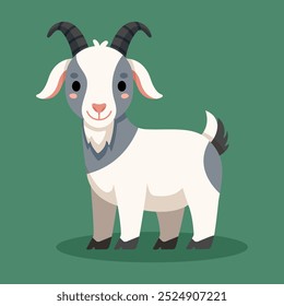 Cute goat vector illustration. This adorable cartoon-style goat is ideal for children's designs, farm-themed projects, educational materials, and stationery. Perfect for prints, cards, and nursery dec