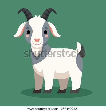 Cute goat vector illustration. This adorable cartoon-style goat is ideal for children