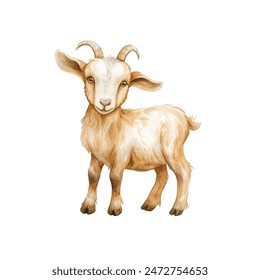 cute goat vector illustration in watercolor style