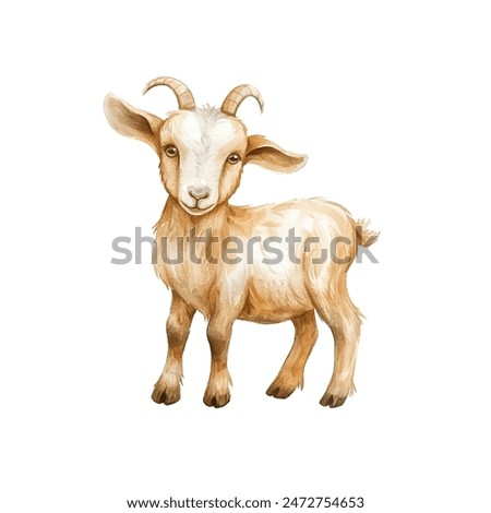 cute goat vector illustration in watercolor style