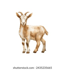 cute goat vector illustration in watercolour style