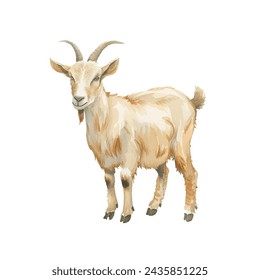 cute goat vector illustration in watercolour style