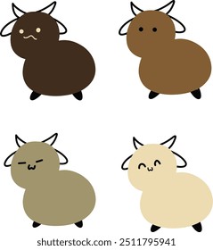 Cute Goat Vector | Various Expressions | Minimalist Design | 4 Vectors